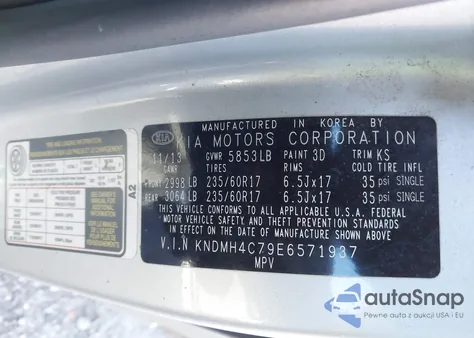 2014 Kia Sedona Ex из США, поврежденный, VIN KNDMH4C79E6571937